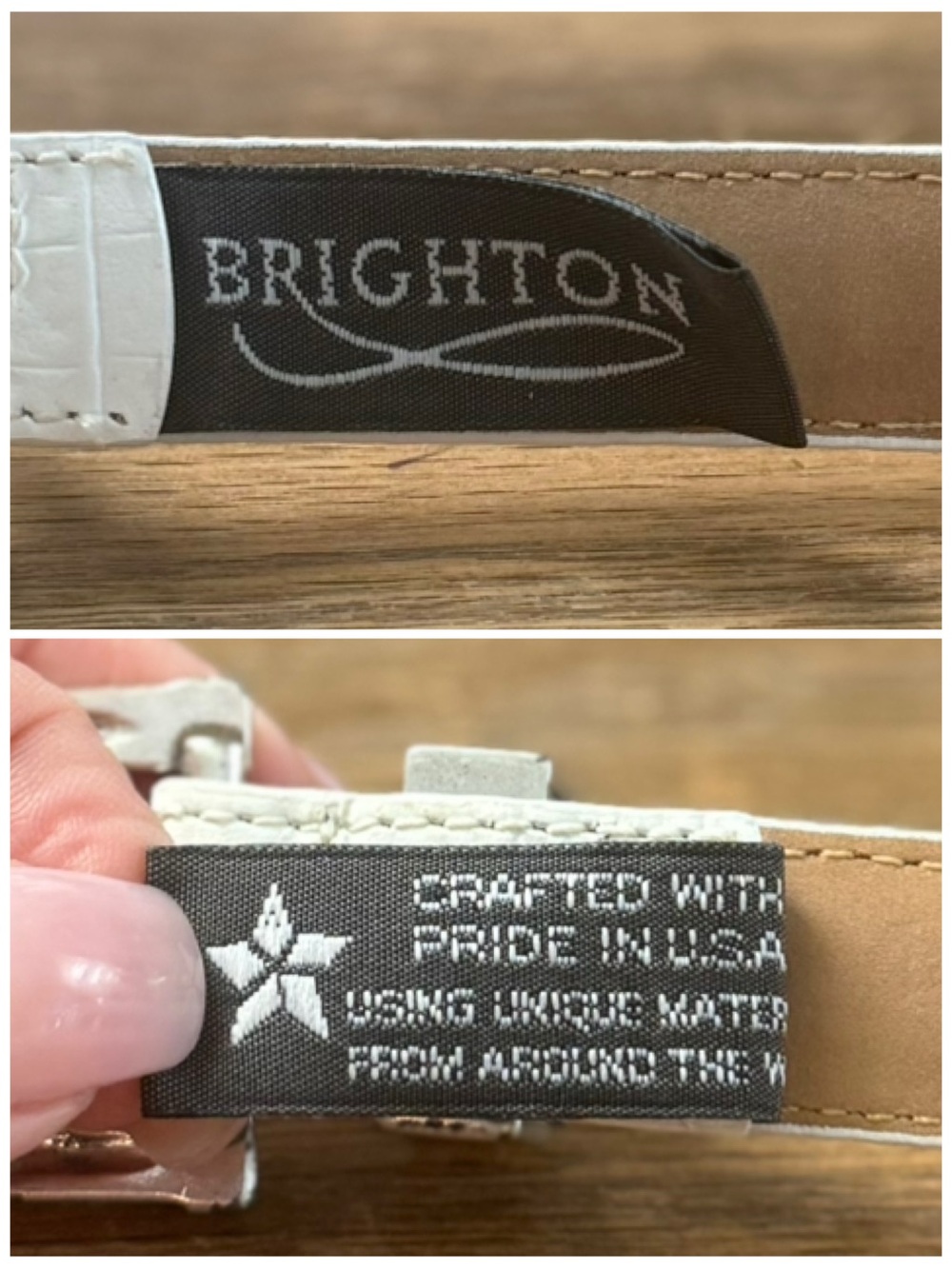 BRIGHTON NEW 28 S White Croc Embossed 3/4” Belt - Picture 7 of 13